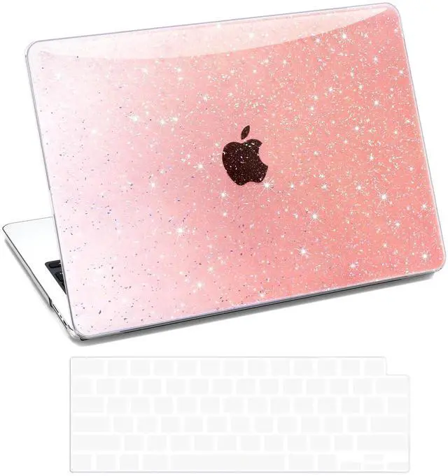 Main image of QJUZO Compatible with MacBook Pro 14 inch Case 2025 2024 2023 2022 2021 M4 M3 M2 M1 (A3401/A3185/A3112/A2992/A2918/A2779/A2442) Glitter Laptop Hard Shell + Keyboard & Screen Protector, Gradient Orange