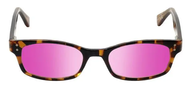 Alt view image 5 of 5 - Medspex Corinne McCormack Channing Color Therapy Reading Glasses +3.00 Tortoise Havana Brown Gold Amber/Passion Purple Womens Fluorescent Light Sensitivity Chromotherapy Chakra Healing