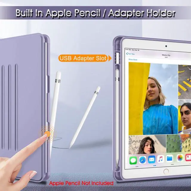 Alt view image 4 of 5 - Fintie Magnetic Stand Case for iPad Air 10.5" (3rd Generation) 2019 / iPad Pro 10.5" 2017, Multi-Angle Viewing Rugged Soft TPU Back Cover with Pencil Holder, Auto Wake/Sleep (Lilac Marble)