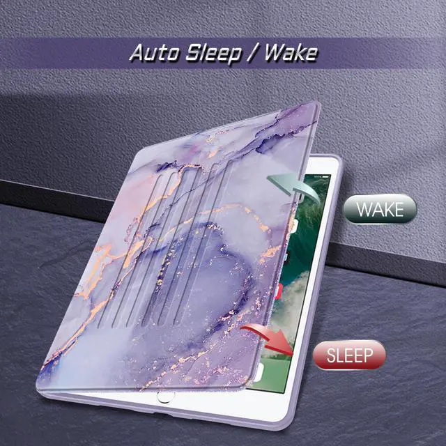 Alt view image 3 of 5 - Fintie Magnetic Stand Case for iPad Air 10.5" (3rd Generation) 2019 / iPad Pro 10.5" 2017, Multi-Angle Viewing Rugged Soft TPU Back Cover with Pencil Holder, Auto Wake/Sleep (Lilac Marble)