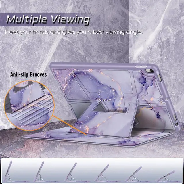Alt view image 5 of 5 - Fintie Magnetic Stand Case for iPad Air 10.5" (3rd Generation) 2019 / iPad Pro 10.5" 2017, Multi-Angle Viewing Rugged Soft TPU Back Cover with Pencil Holder, Auto Wake/Sleep (Lilac Marble)
