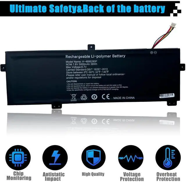 Alt view image 4 of 5 - AOMKA H-4886280P U3576127PV-2S1P Laptop Battery Replacement for Gateway GWTN156-11BK GWTN156 Series U3576127PV U3576127 5080270P 4886280P 38Wh