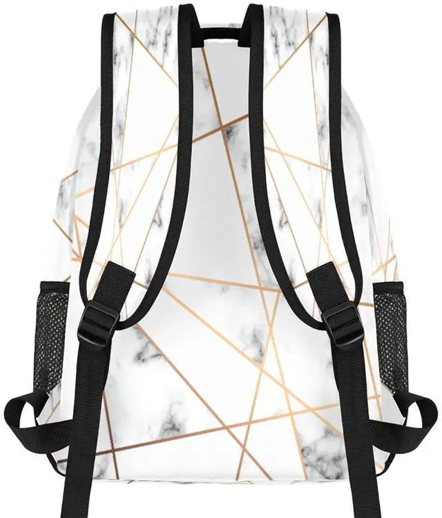 Alt view image 3 of 5 - Backpacks Boys Girls, Abstract Marble Stone Geometric Lightweight School Backpack Laptop College Bookbag, Travel Casual Daypack, Hiking Camping Computer Rucksack