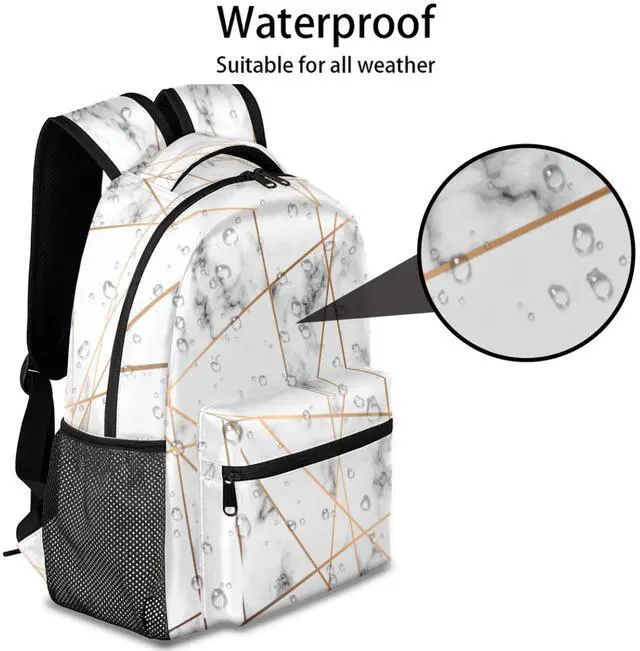 Alt view image 4 of 5 - Backpacks Boys Girls, Abstract Marble Stone Geometric Lightweight School Backpack Laptop College Bookbag, Travel Casual Daypack, Hiking Camping Computer Rucksack