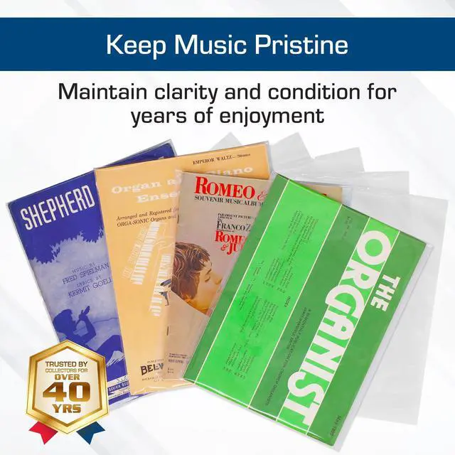 Alt view image 2 of 5 - BCW Sheet Music Bags | Archival Quality, Acid-Free, Crystal Clear Polypropylene Bags with 1½ Inch Flap | Protect and Store Collectible Sheet Music and Songbooks | 9 3/8" x 12 1/4