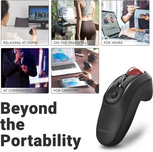 Alt view image 2 of 5 - ELECOM Relacon Handheld Trackball Mouse, Thumb Control, 2.4GHz Wireless, Ergonomic Design, 10-Button Function with Smooth Tracking, Windows11, MacOS (M-RT1DRBK)