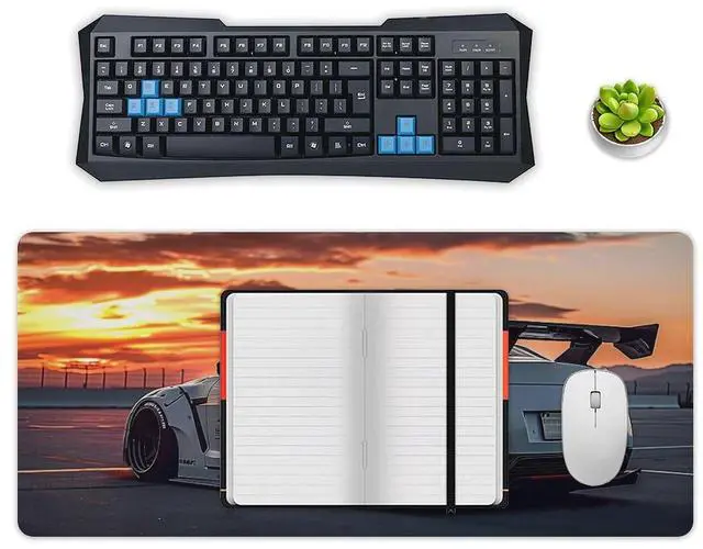 Alt view image 4 of 5 - FeoYoed Large Mouse Pad JDM Car R35 Static Sport Sunset Desk Mat Computer Accessories Gaming Office Organizers Supplies Decor Essentials Keyboard Pads for Desk Rubber 40x90cm