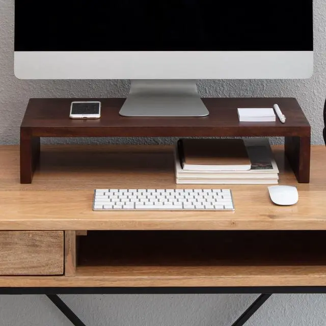 Main image of Anji Mountain Wooden Monitor Stand - Elegant Monitor Riser, Perfect Monitor Stand for Desk Organization, Durable Wood Construction monitor stands, Enhances Ergonomics and Workspace Efficiency,Walnut