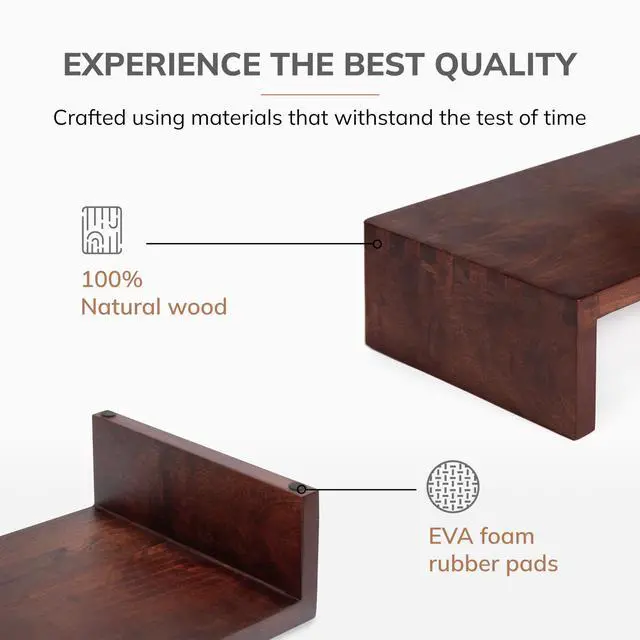 Alt view image 2 of 5 - Anji Mountain Wooden Monitor Stand - Elegant Monitor Riser, Perfect Monitor Stand for Desk Organization, Durable Wood Construction monitor stands, Enhances Ergonomics and Workspace Efficiency,Walnut