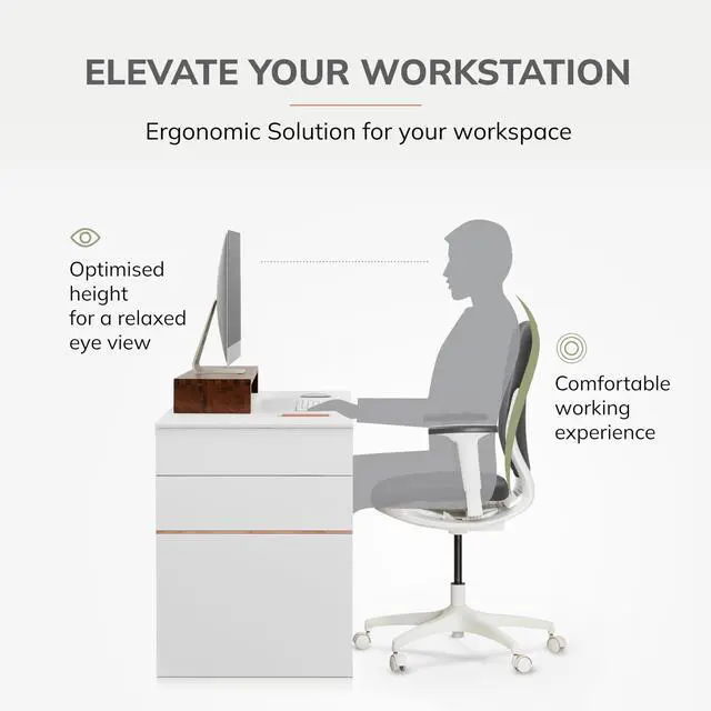 Alt view image 3 of 5 - Anji Mountain Wooden Monitor Stand - Elegant Monitor Riser, Perfect Monitor Stand for Desk Organization, Durable Wood Construction monitor stands, Enhances Ergonomics and Workspace Efficiency,Walnut