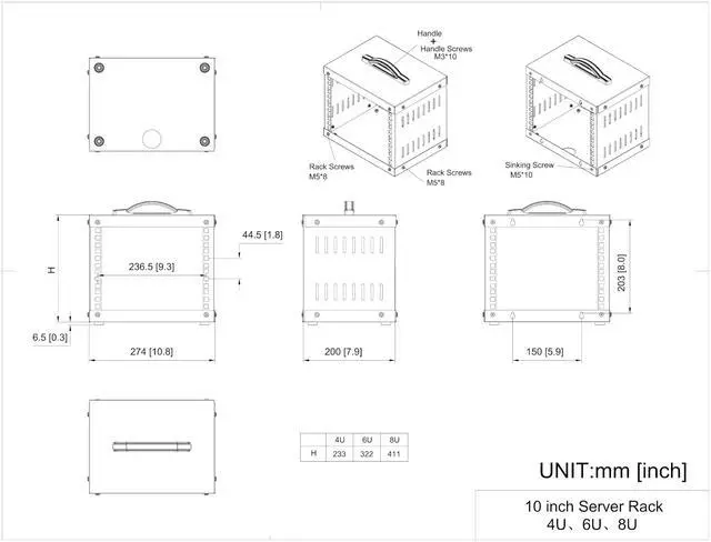 Alt view image 2 of 5 - QiaoYoubang 4U Small Network Cabinet-10 inch Server Rack for 10" Server, Network, Audio, and Video Equipments at Home or Office (4U)