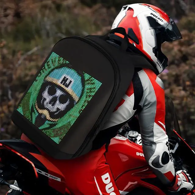 Alt view image 5 of 5 - Taysem Customizable Smart LED Backpack - Light Up Customized Laptop Backpack, Mens Cool Backpacks for Motorcycle, Cycling (T2)