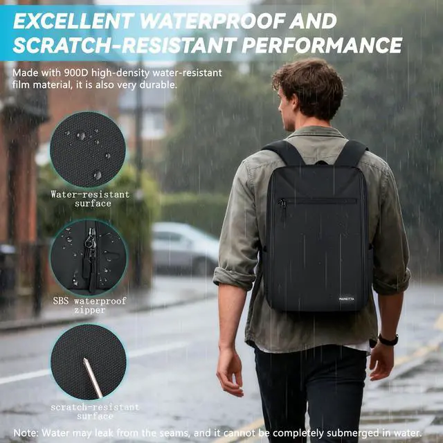 Alt view image 2 of 5 - Waterproof Work Backpack for Men, Laptop Backpack fit 15.6 Inch, Business Commuter Work Bag for Office College, Lightweight Professional,Casual Daypack,Flight Approved Anti Theft Travel Backpacks