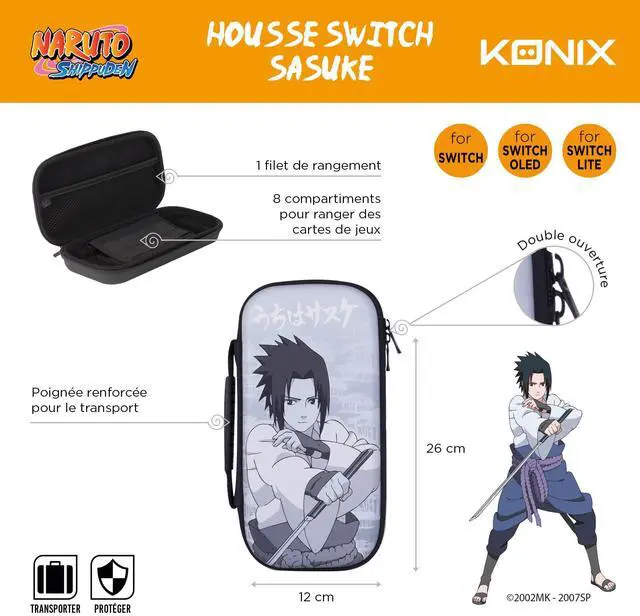 Alt view image 5 of 5 - Konix Naruto Shippuden Protective Case for Nintendo Switch, Switch Lite, Switch OLED, 8 Games, Sasuke