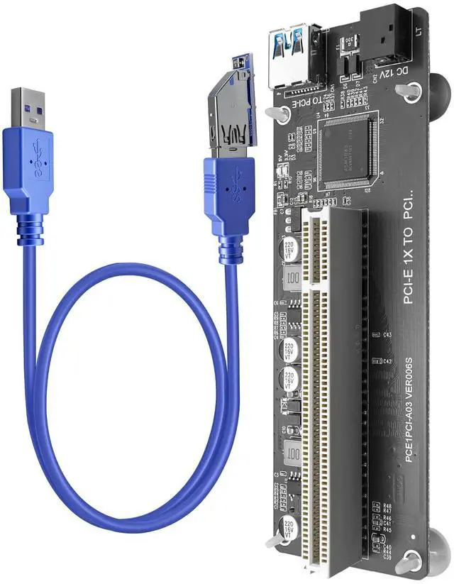 Main image of PCIe to PCI Adapter with USB 3.0 Cable Compatible with Audio Interfaces Video Capture Cards Industrial Devices, Dual/Single Slot Converter for Legacy PCI Cards