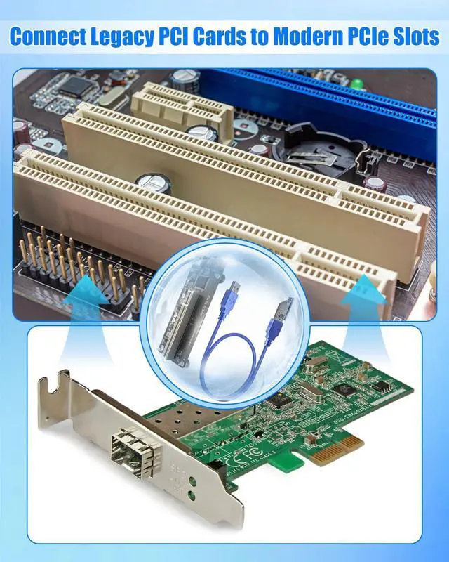 Alt view image 4 of 5 - PCIe to PCI Adapter with USB 3.0 Cable Compatible with Audio Interfaces Video Capture Cards Industrial Devices, Dual/Single Slot Converter for Legacy PCI Cards