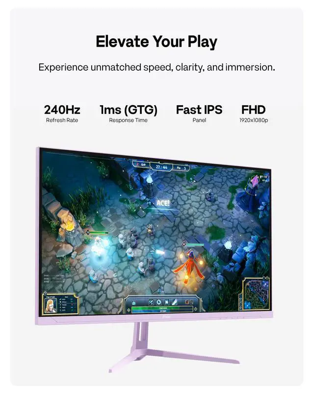 Alt view image 2 of 5 - Pixio PX279 Wave Purple 27 inch 240Hz Refresh Rate FHD 1080p Resolution Fast IPS Panel 1ms GTG Resonse Time Gaming Monitor with Adaptive Sync