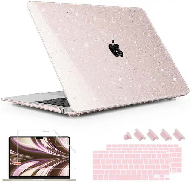 Main image of May Chen Compatible with MacBook Air 13 inch Case 2021 2020 2019 2018 Release Models: M1 A2337 A2179 A1932, Plastic Hard Shell Case for Mac Air 13 inch with Retina Fits Touch ID, Sakura Pink Glitter