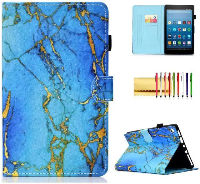 Main image of Folio Case for Fire HD 8 2018/2017/2016, Techcircle Slim Fit Stand Smart Protective PU Leather Case with Auto Sleep/Wake, for All-New Amazon Fire HD 8" Tablet (8th/7th/6th Generation), Blue Marble