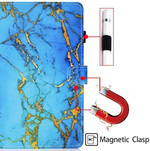 Alt view image 2 of 5 - Folio Case for Fire HD 8 2018/2017/2016, Techcircle Slim Fit Stand Smart Protective PU Leather Case with Auto Sleep/Wake, for All-New Amazon Fire HD 8" Tablet (8th/7th/6th Generation), Blue Marble