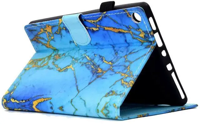 Alt view image 4 of 5 - Folio Case for Fire HD 8 2018/2017/2016, Techcircle Slim Fit Stand Smart Protective PU Leather Case with Auto Sleep/Wake, for All-New Amazon Fire HD 8" Tablet (8th/7th/6th Generation), Blue Marble