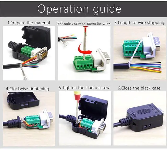 Alt view image 5 of 5 - JUXINICE 5Packs DB9 Serial Adapters Breakout Board Solder-Free ModuleD-SUB 9-pin RS232 RS485 Adapter to Terminal Connector with Bolts Nuts and Screwdriver (5PCS Male)