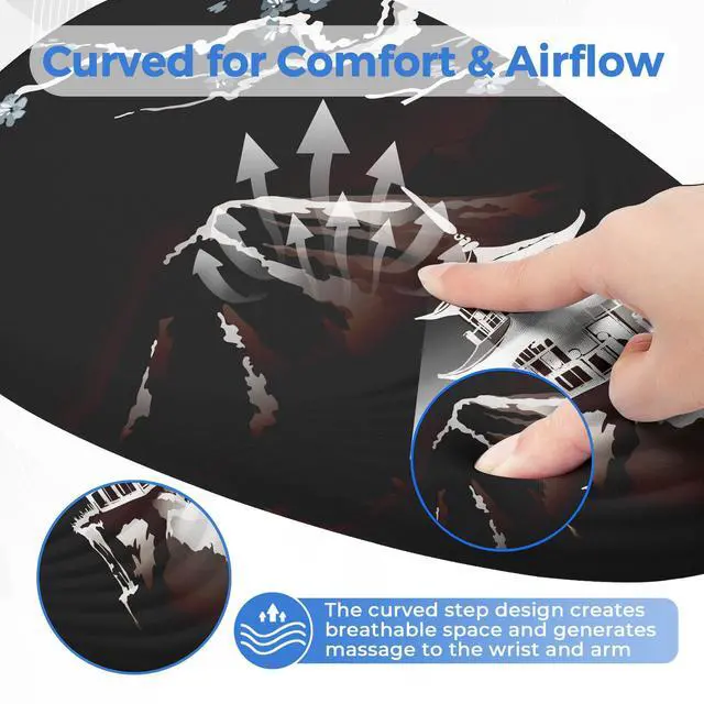 Alt view image 5 of 5 - ORIENWEEDA Ergonomic Mouse Pad with Wrist Support, Comfortable Entire Memory Foam, Wrist Pain Relief and Anti-Slip PU Base, Mousepad for Various Computers, Laptop PC (12x8x1.2inch, Fujisan Dark)