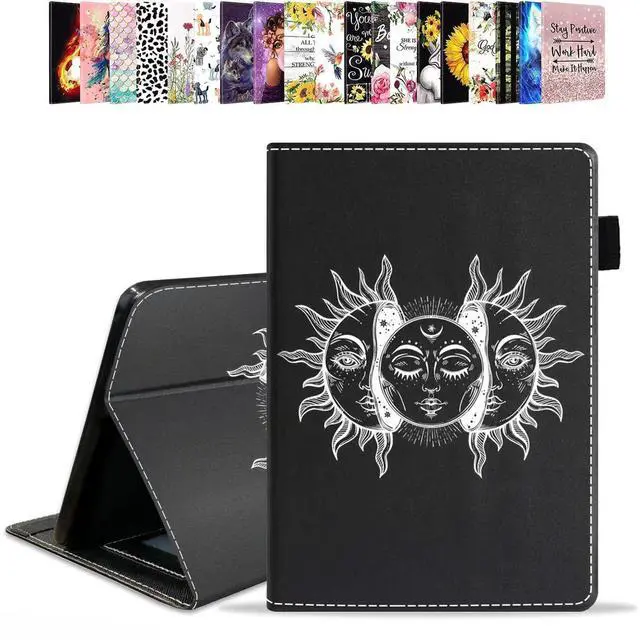 Main image of Case for Amazon Fire HD 10 & 10 Plus Tablet 10.1" (13th/11th Gen, 2023/2021 Release), Moon and Sun with Many Fractal Faces Celestial Energy Mystic Art PU Leather Folio Case with Smart Auto Wake/Sleep