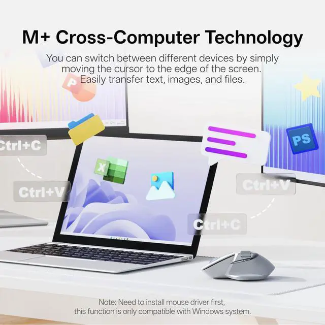 Alt view image 3 of 5 - Rapoo MT760 PRO Wireless Mouse, NearLink + Bluetooth 5.0 Multi-Device, 12K DPI, 2K Polling, Ergo for Work & Gaming, 11 Programmable Buttons, On-Board Memory, Quiet Clicks, USB-C, 120 Days Battery Life