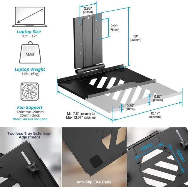 Alt view image 5 of 5 - AVLT Laptop & Dual 40 Inch Stacking Monitor Arm Pole Top Mount with USB-C USB-A Ports-Black, Supports 26.4 lbs (12kg), Ultrawide Screen Fit, VESA Compatible, Multi-Screen, Ergonomic Workspace Upgrade