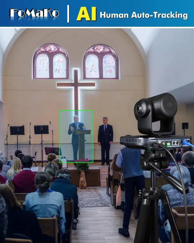 Alt view image 4 of 5 - FoMaKo PTZ Camera HDMI, 30X Optical Zoom, AI Auto-Tracking,1080P60 USB3.0 Type-C 3G-SDI HDMI, for Church Worship Education Conference Events, K30-New