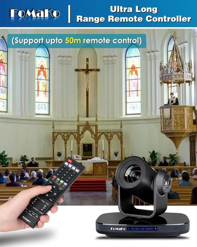 Alt view image 5 of 5 - FoMaKo PTZ Camera HDMI, 30X Optical Zoom, AI Auto-Tracking,1080P60 USB3.0 Type-C 3G-SDI HDMI, for Church Worship Education Conference Events, K30-New