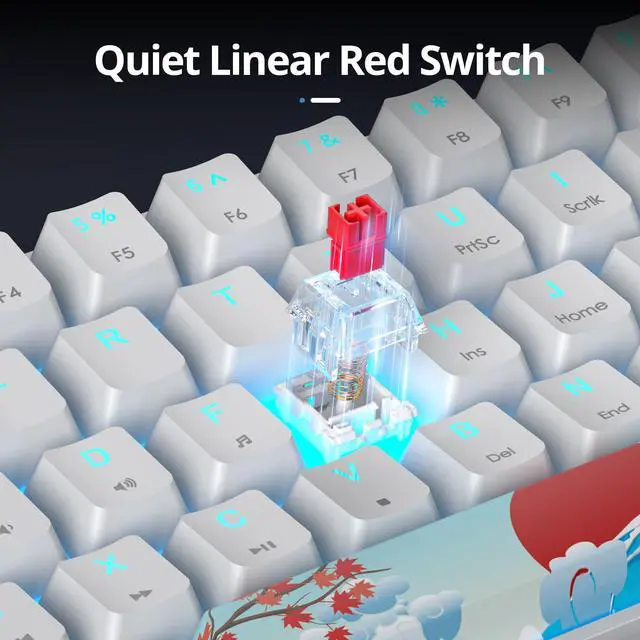 Alt view image 3 of 5 - Ussixchare 60 Percent Gaming Keyboard 61 Keys Wired Mechanical Keyboard Ultra Compact Key Board Red Switch LED Backlit for Windows Laptop Gamer
