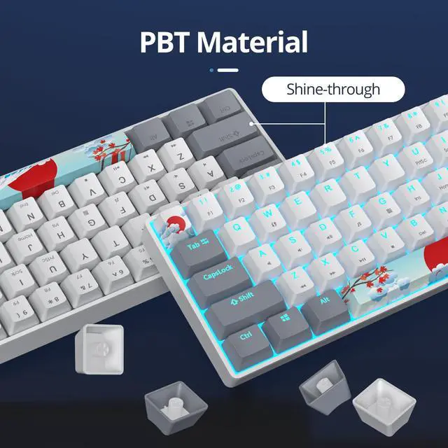 Alt view image 5 of 5 - Ussixchare 60 Percent Gaming Keyboard 61 Keys Wired Mechanical Keyboard Ultra Compact Key Board Red Switch LED Backlit for Windows Laptop Gamer