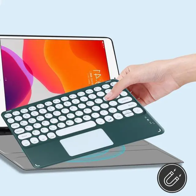 Alt view image 5 of 5 - Sunffice Wireless Bluetooth Keyboard,10 inch Portable Rechargeable Keyboard with Touchpad Ultrathin BluetoothKeyboard for iOS/Android/Windows Tablet, Computer and Phone Universal(Dark Green)