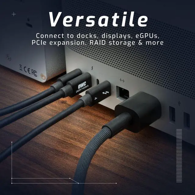 Alt view image 4 of 5 - OWC Thunderbolt 4 Cable, Thunderbolt Certified, 1.0 Meter (3.28 ft.), 40 Gb/s Data Transfer, 240W Power Charging, Compatible with Thunderbolt 4, Thunderbolt 3, USB-C, and USB4 Devices, Black