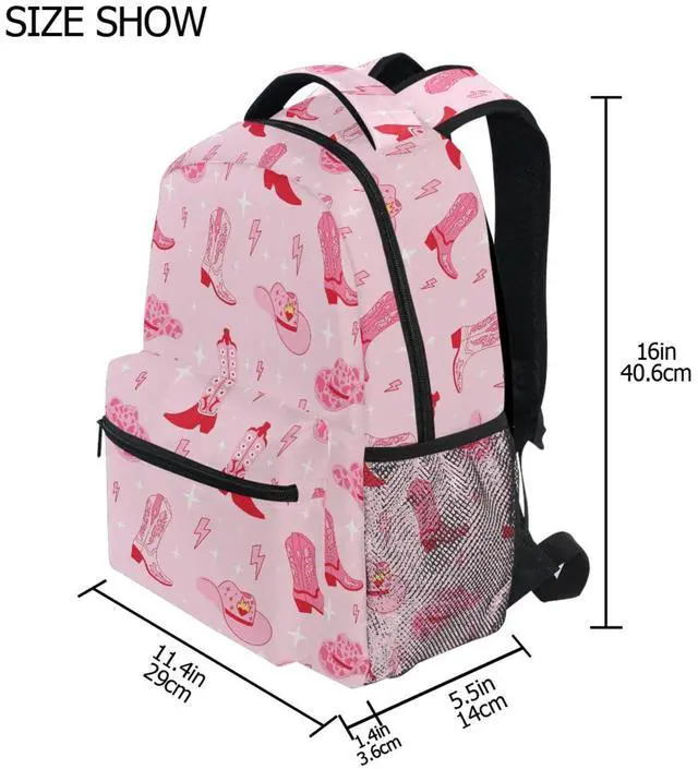Alt view image 4 of 5 - Krafig Retro Cowgirl Boots Boys Girls Kids School Backpacks Bookbag, Elementary School Bag Travel Backpack Daypack
