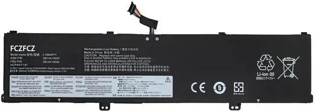 Main image of FCZFCZ L19M4P71 Battery 80Wh 5235mAh Replacement for Lenovo ThinkPad P1 Gen 3 / ThinkPad X1 Extreme 3rd Gen Series SB10X19047 5B10X19049 L19C4P71 SB10X19048 5B10X19050 15.36V 4-Cells