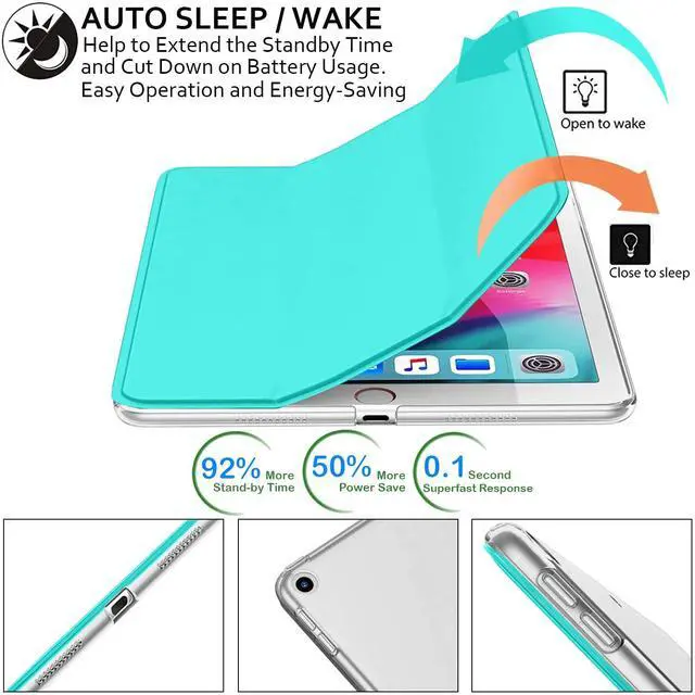 Alt view image 3 of 5 - DuraSafe Cases for iPad 9.7 Inch 5 Gen 2017 6 Gen 2018 [iPad 5th 6th ] A1893 A1822 A1954 MRJN2LL/A MR7G2LL/A MR7F2LL/A MP2F2LL/A iPad Cover with Translucent Frosted Hard Back - Green