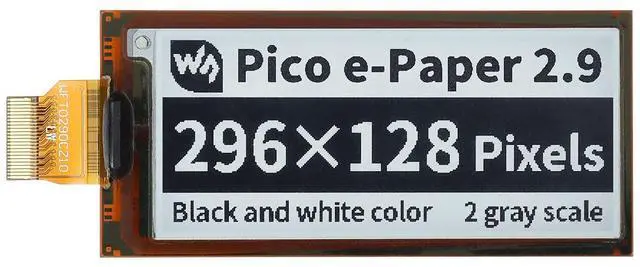 Main image of Waveshare 2.9inch Flexible E-Paper E-Ink Display Module for Raspberry Pi Pico 296×128 Pixels Black/White SPI Interface Partial Refresh Support