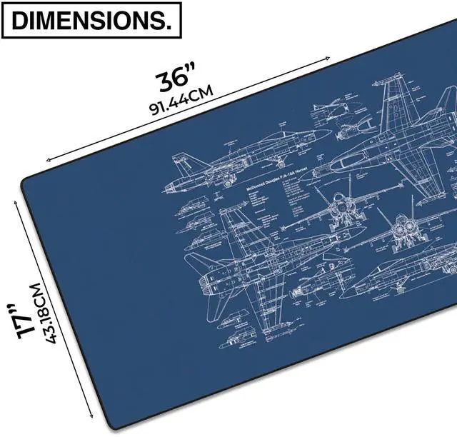Alt view image 2 of 5 - MPCO. Blueprints Large Gaming Desk Pad - 36" x 17" Aeroglyde Fabric Browning 1911  White Desk Mats - Non-Slip, Washable, Smooth Glide for Precision Gaming & Work
