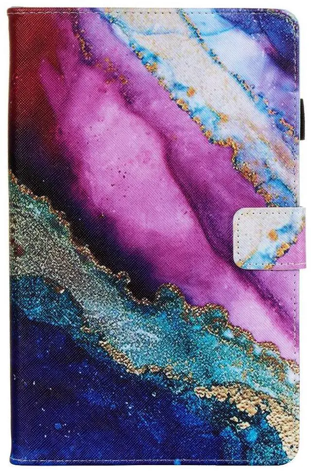 Alt view image 3 of 5 - UUcovers Fire HD 8 Tablet Case 8th/7th/6th Generation 8.0 inch with Stand Pencil Holder [Auto Wake/Sleep] Card Slots PU Leather Folio Smart Cover for kindle Fire HD 8 (2018/2017/2016), Rainbow Marble