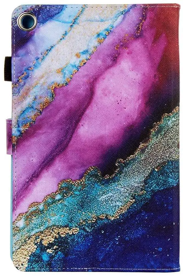Alt view image 4 of 5 - UUcovers Fire HD 8 Tablet Case 8th/7th/6th Generation 8.0 inch with Stand Pencil Holder [Auto Wake/Sleep] Card Slots PU Leather Folio Smart Cover for kindle Fire HD 8 (2018/2017/2016), Rainbow Marble