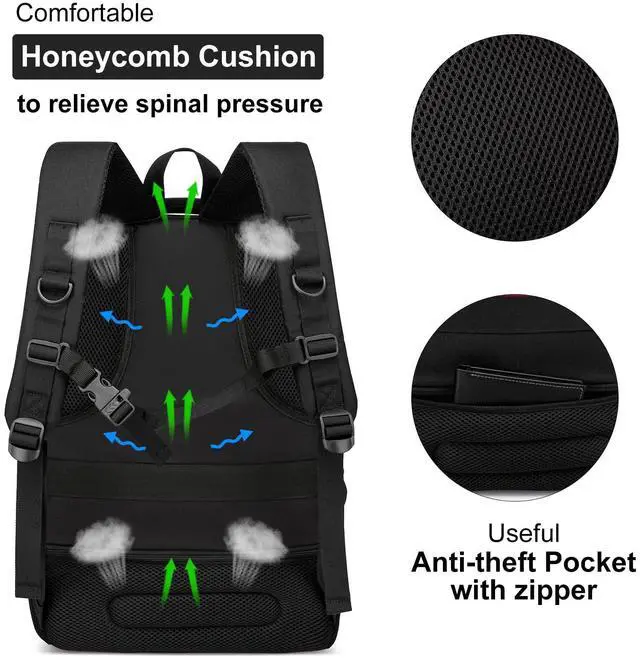 Alt view image 4 of 5 - YIORMIOR School Backpack for Teen Boys, 15.6 Inch Anti Theft Laptop Bookbag with USB Charging Port, Water Resistant College - Travel Backpack Ergonomic, Fits Notebook, Men Women