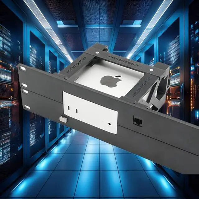 Alt view image 2 of 5 - thingsNrack Rack Mount for 1 pcs Apple Mac mini M4 with Remote on/Off Button and 1x RJ45 ethernet Keystone