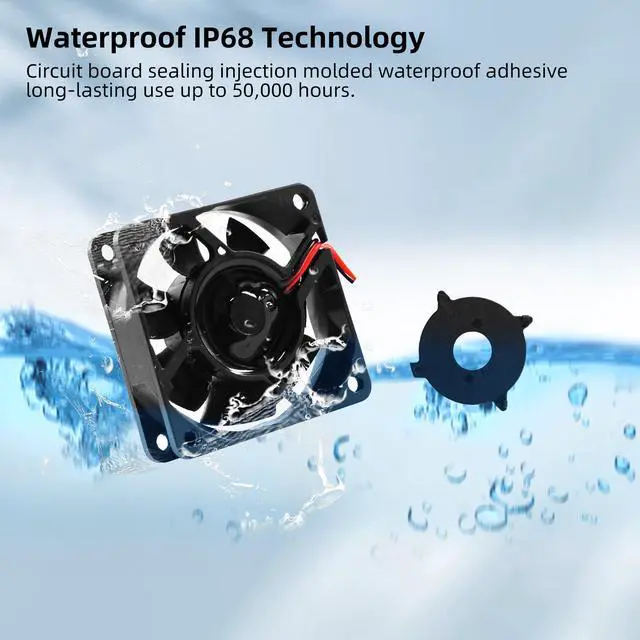 Alt view image 2 of 5 - 60mm 12V DC Waterproof IP68 Dual Ball High-Speed Computer Cooling Fan for Car Amplifier, Electronics Devices and Cabinet Ventilation - 60x60x25mm 5600RPM 2-Pack