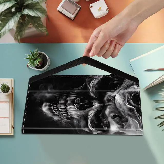 Alt view image 2 of 5 - BFUKVOU Case for Samsung Galaxy Tab S9 FE 5G 10.9 Inch/Galaxy Tab S9 11 Inch 2023,Card Slot PU Leather TPU Case Pen Holder Auto Wake Sleep,Smoke Skull
