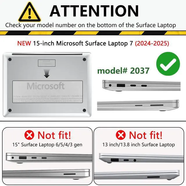 Alt view image 2 of 5 - AKIT Case for Microsoft Surface Laptop 15-inch Touchscreen Copilot+ PC 2024 (7th Ed), Unique Print Pattern Hard Shell Case+Screen Protector+Keyboard Cover for 15 inch Surface Laptop 7, Black Wave