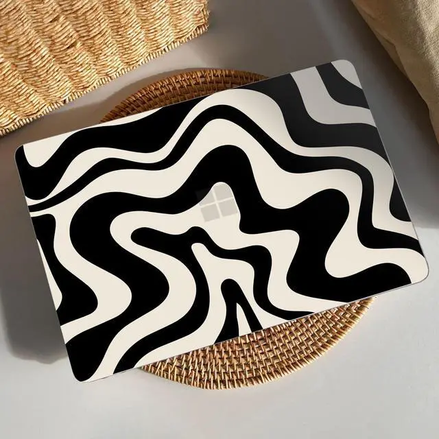 Alt view image 3 of 5 - AKIT Case for Microsoft Surface Laptop 15-inch Touchscreen Copilot+ PC 2024 (7th Ed), Unique Print Pattern Hard Shell Case+Screen Protector+Keyboard Cover for 15 inch Surface Laptop 7, Black Wave