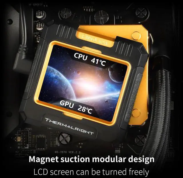 Alt view image 5 of 5 - Thermalright FW360 Black X-360mm Aio CPU Liquid Cooler,IPS LCD Screen with 320 * 240 Resolution,for AM4/AM5,LGA1700/1851,2.4 inchMagnet-Absorbent LCD Screen for Images,Can be Freely Matched with Fan